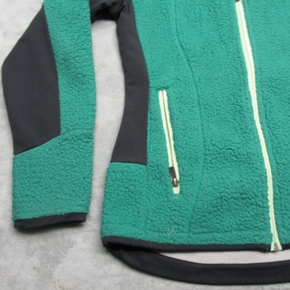 Cabelas Jacket Mens Small Green Black Tech Hiking Full Zip Pockets Sherpa Fleece - Picture 6 of 15